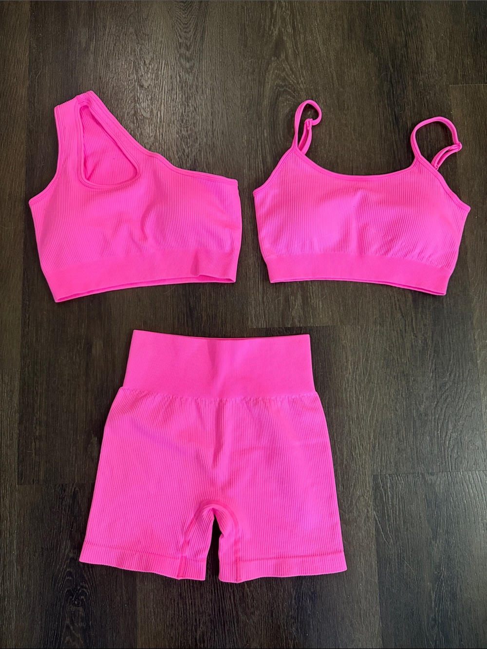 Seamless Neon Pink Active Bralette & High-Waist Short Set